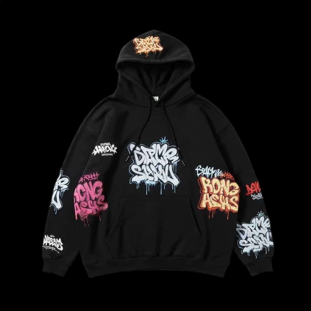 Black graffiti hoodie